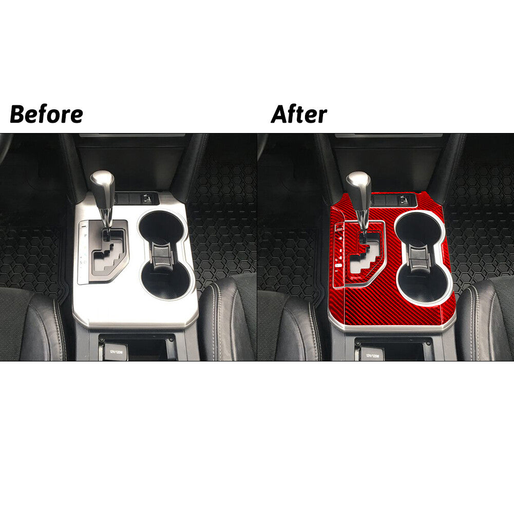 10Pcs Red Carbon Fiber Gear Shift Panel Decorative Cover Trim for Toyota for Camry