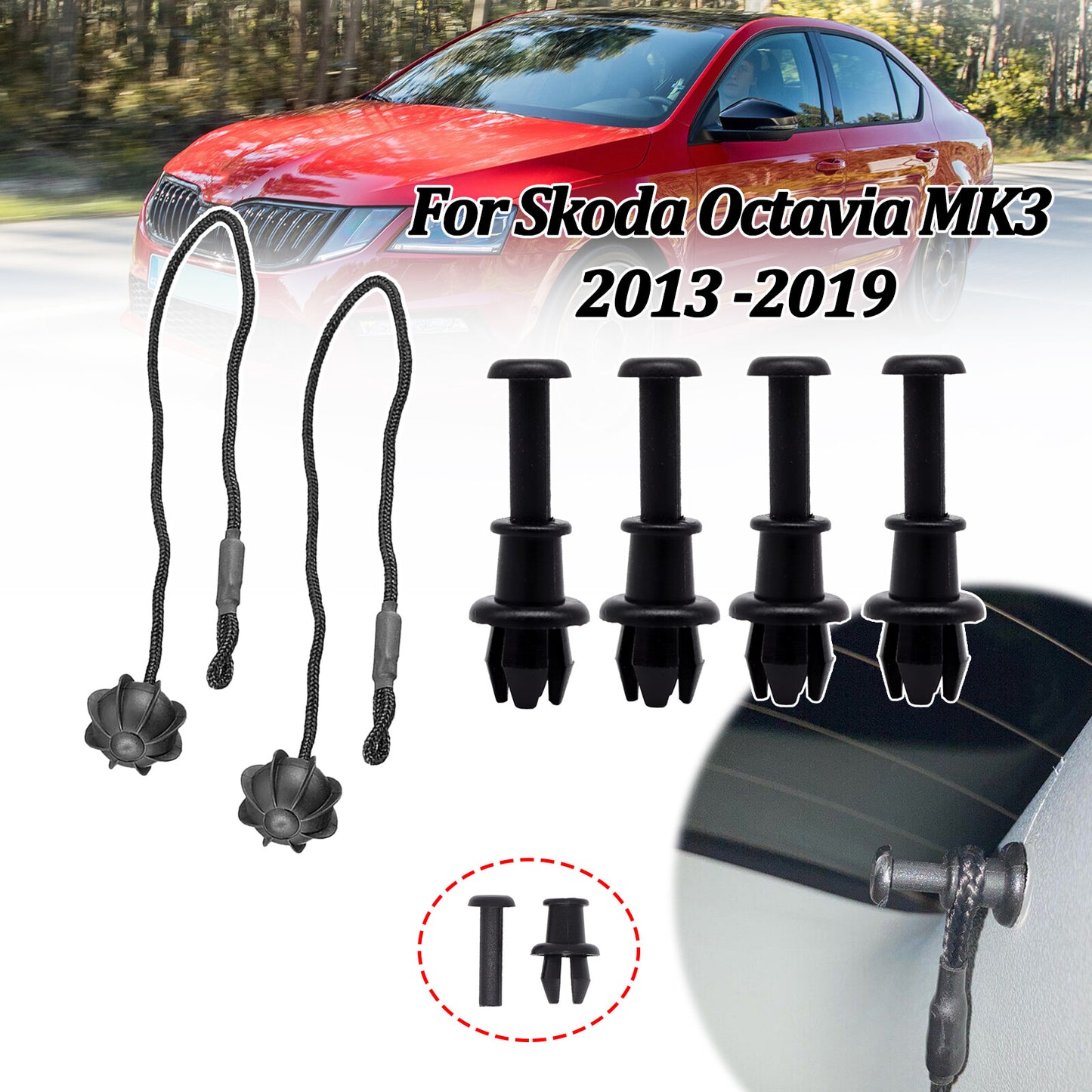 for Skoda Octavia MK3 Car Parcel Shelf String Clips Holder Pivot Hanger Pivet