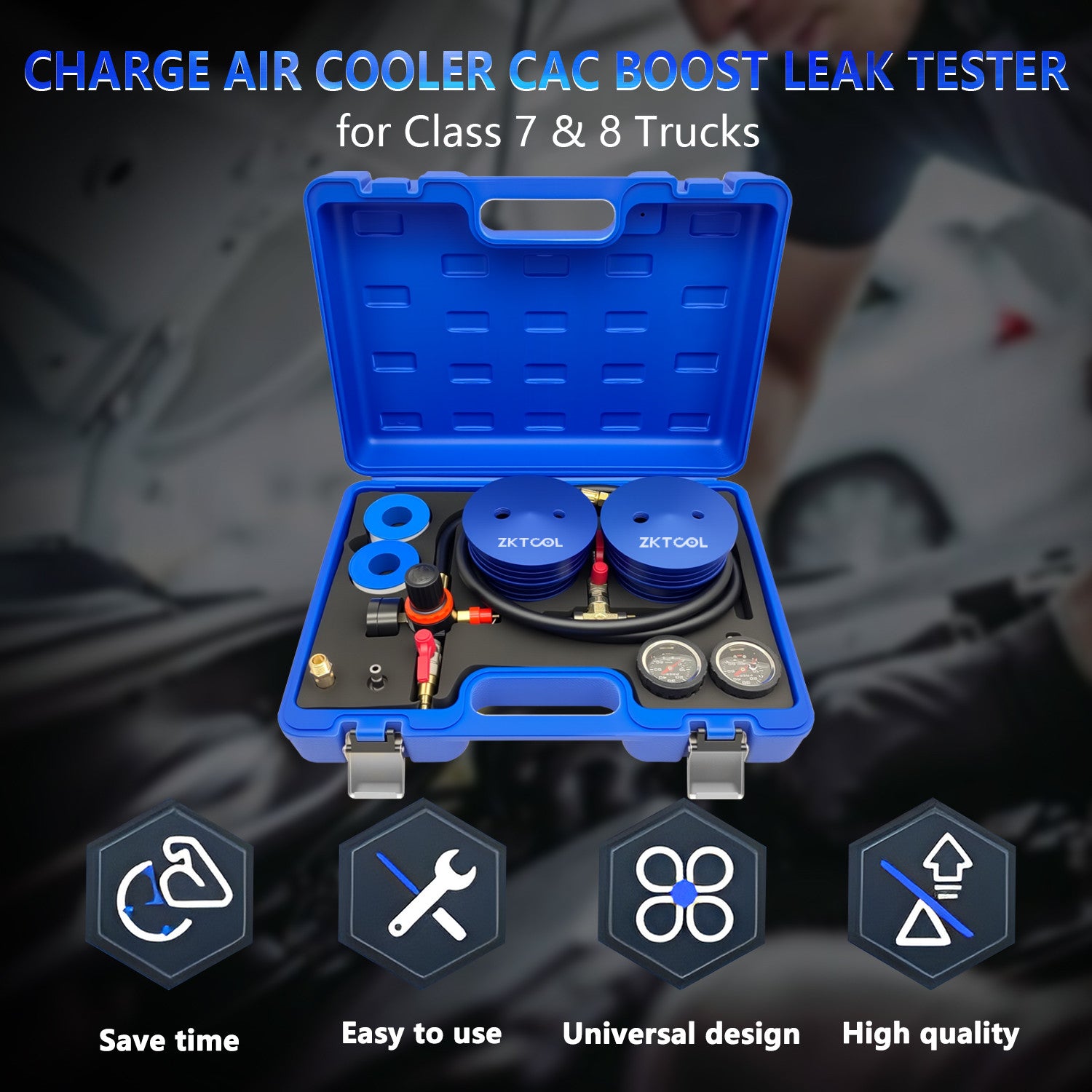 Charge Air Cooler CAC Boost Leak Tester with 4 3.5 3 Billet End Caps