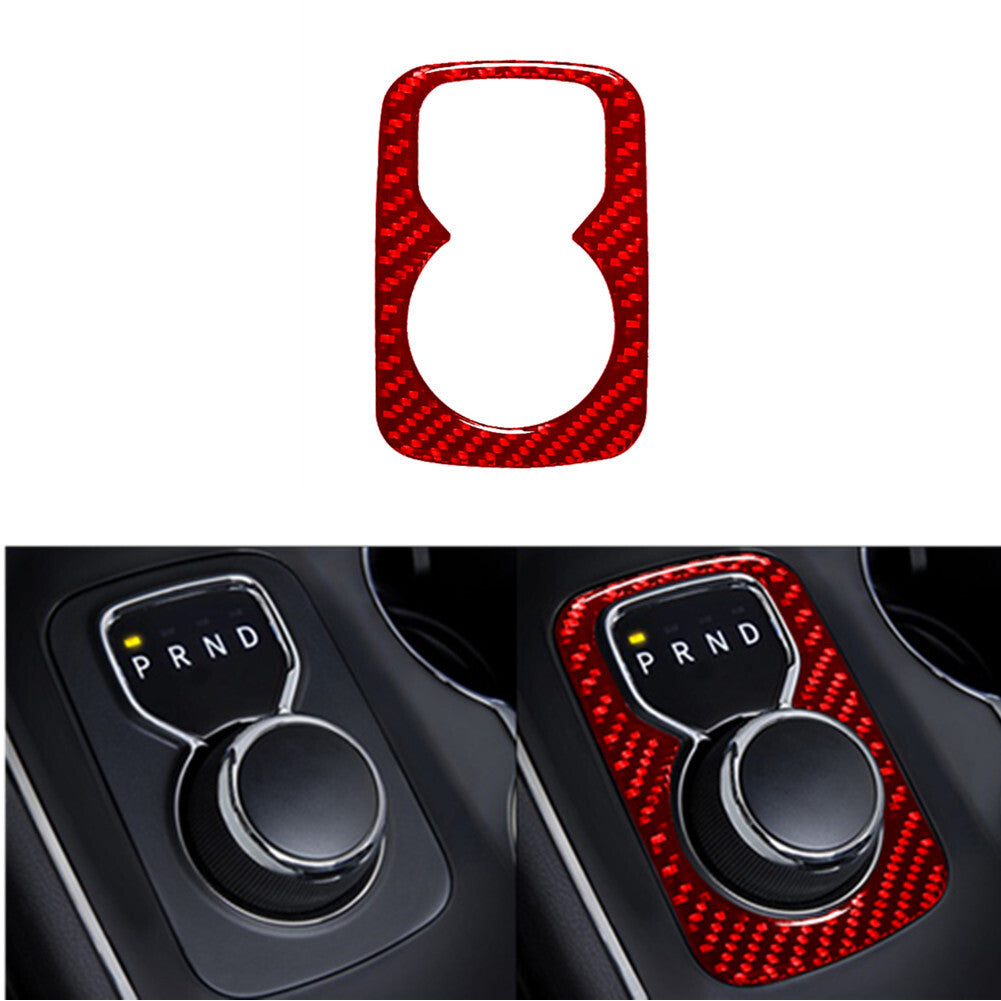 Red Carbon Fiber Gear Selector Rotary Shifter Cover Trim for Dodge Durango 14-20