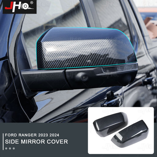 Carbon Fiber ABS Glossy Mirror Cover Trim Side Rearview Cap for Ford RANGER