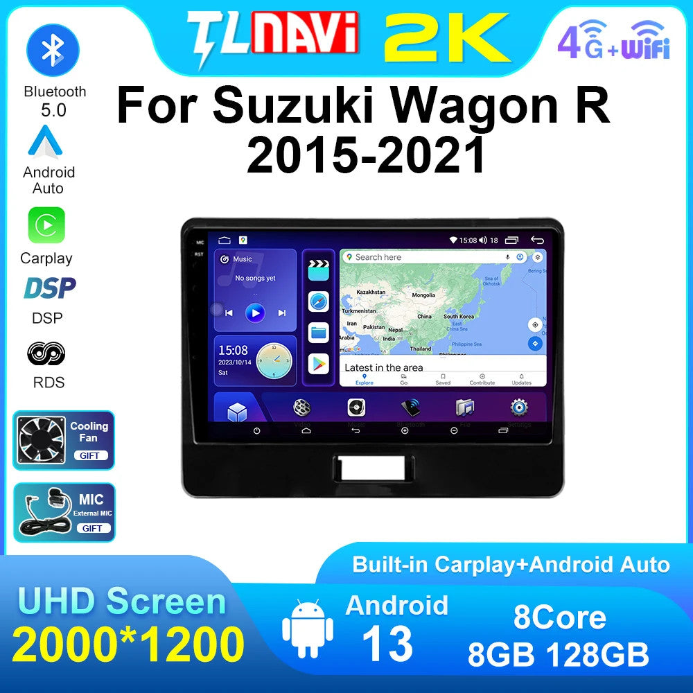 for Suzuki Wagon R 2015-2021 Car Radio Auto CarPlay Multimedia Player GPS Screen