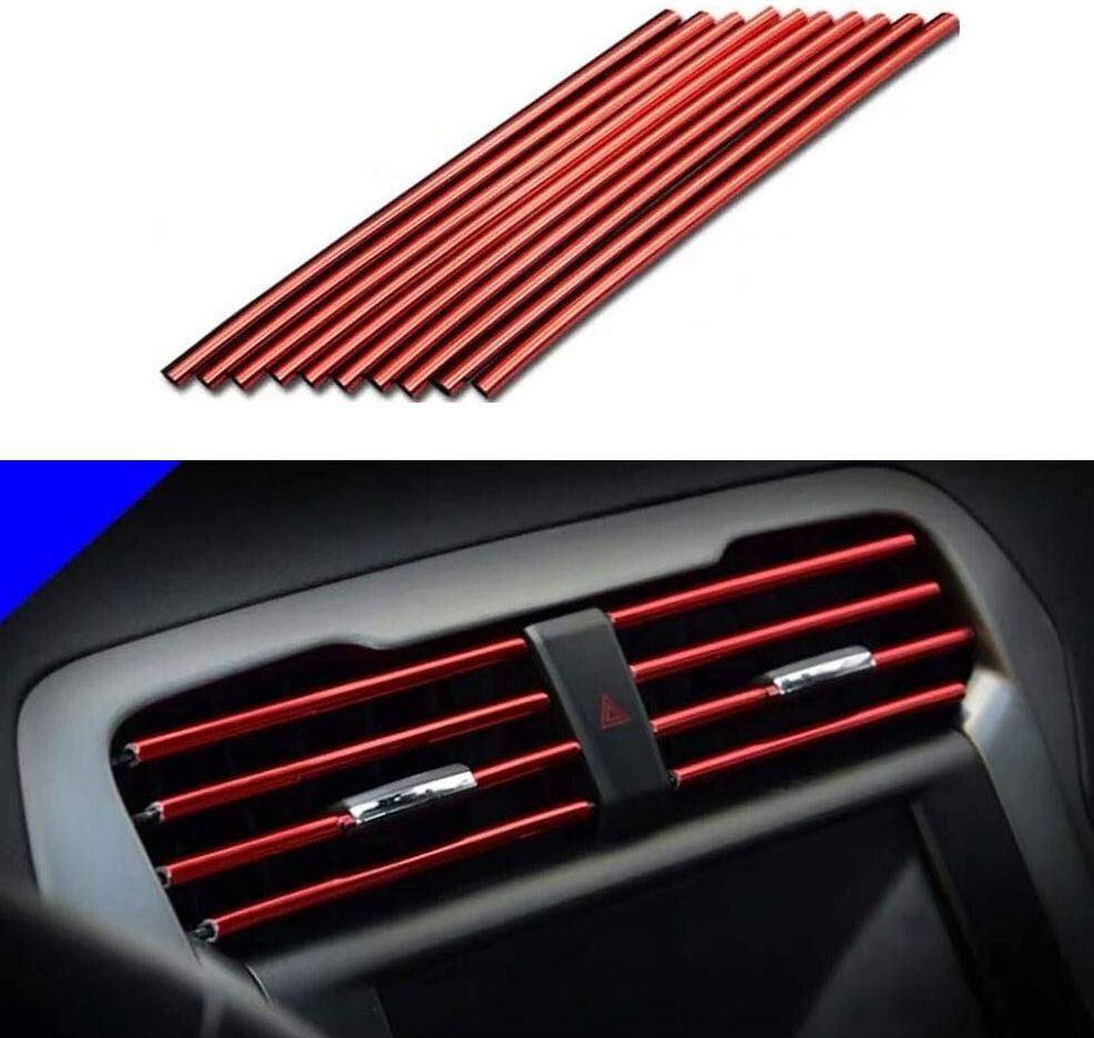 Car air conditioning socket decorative molded trim strip, red, suitable  for ford ,10 pieces