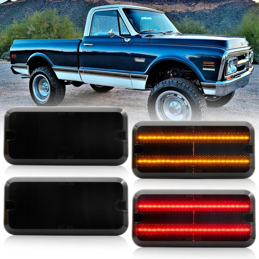 Suitable for 1968-1972 for Chevrolet C10, for GMC,C15, C25, and K15 models. Includes LED pickups and front/rear side marker lights.