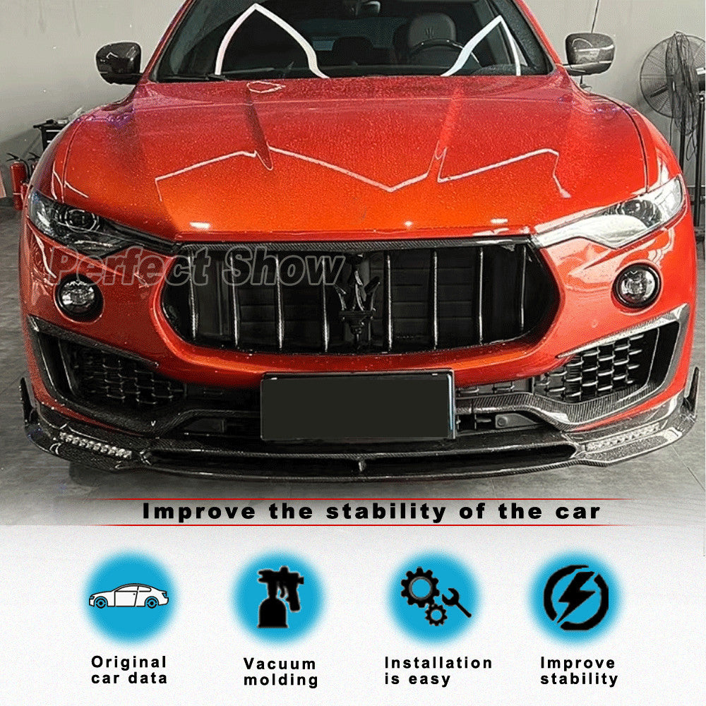 Fit for Maserati for Levante 2016-2020 Real Carbon Fiber Front Bumper Lip Spoiler