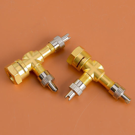 2pcs TPMS Valve Tee Adapter 3-way Pure Copper Motorcycles Automobiles Car Acc