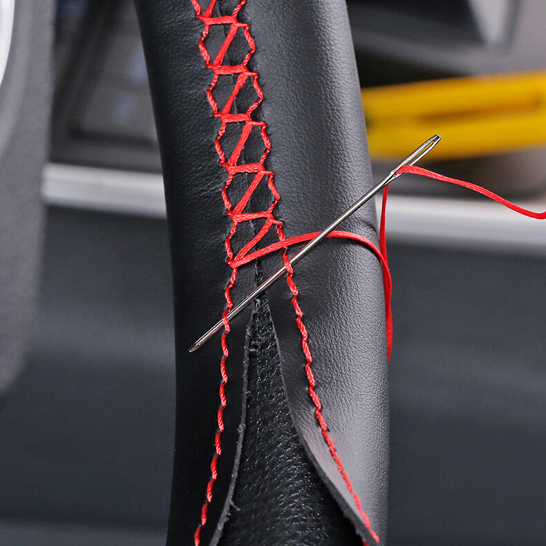 for Kia K5 2021-2023 D-shape Antiskid Hand sewing Leather Steering Wheel Cover