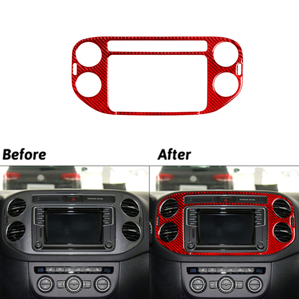Red Carbon Fiber Center Vent Outer Frame Trim for Volkswagen for Tiguan 2013-2017