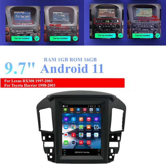 9.7 Android 11 Stereo Radio Head Unit GPS Wifi 1+16G for Toyota Harrier 1997-03