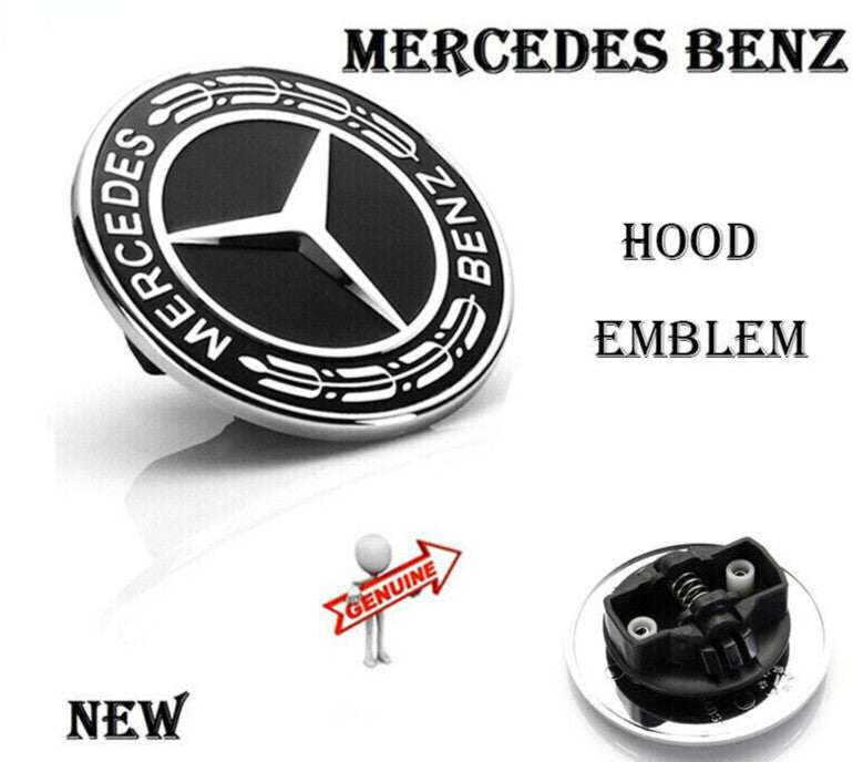for Mercedes-Benz CES-Class W205 W213 W222 Black Classic Hooded Badge