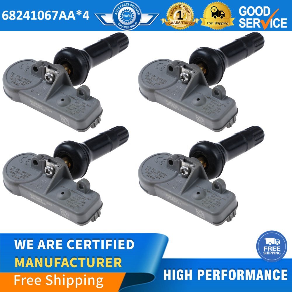 4-pack Tire Pressure Sensors TPMS 68241067AA 68406537AA for Jeep , for Chrysler , for Dodge , for Ram