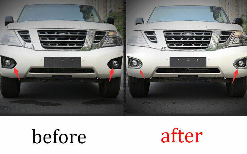 for Nissan Armada Patrol Y62 17-20 ABS Chrome Front Fog Light Lamp Frame Trim 2X