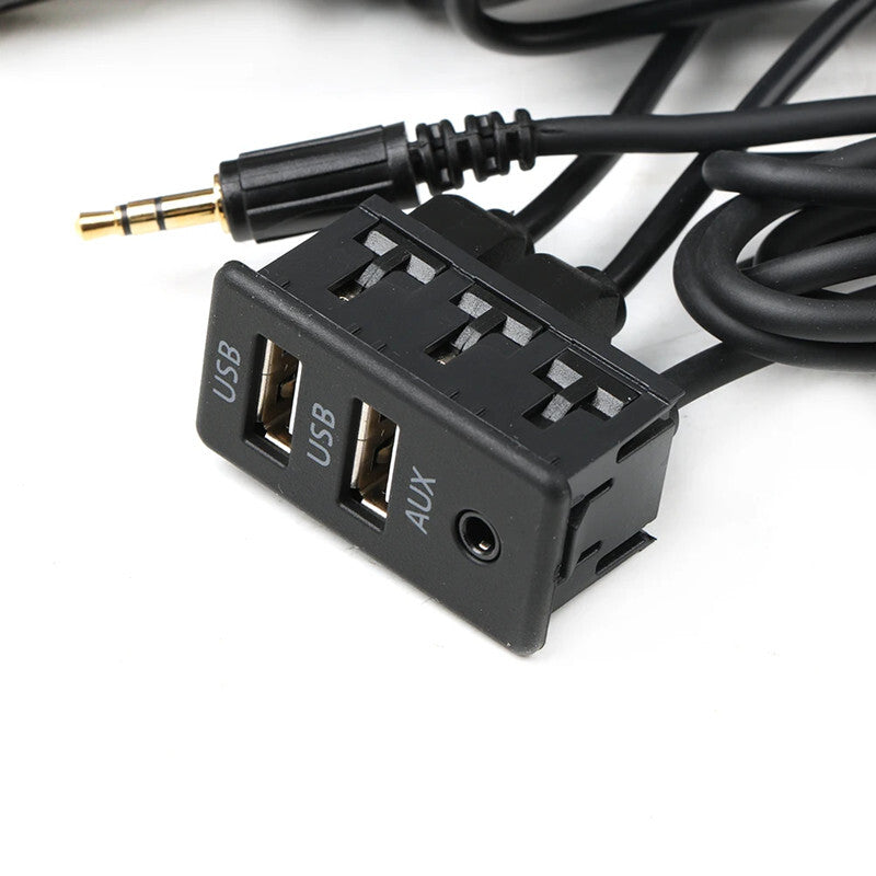 Car Dual USB+AUX Socket Car Dash Mount Port Panel Interface Extension Adapter