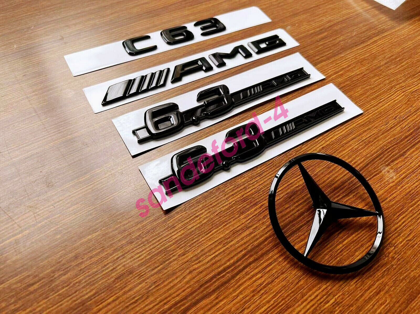Glossy black C63 AMG and rear star side 6.3 AMG badge available for W204 507