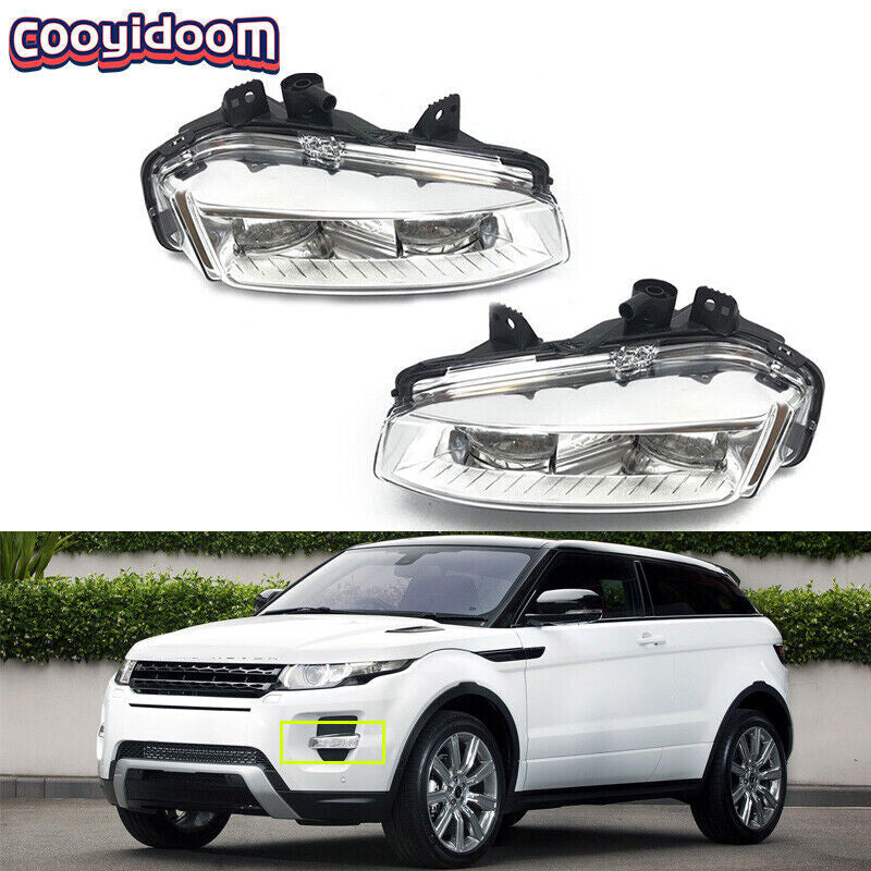 Pair Front Fog Light LED Driving Lamp DRL For 2011-2015 Land for Range Rover Evoque