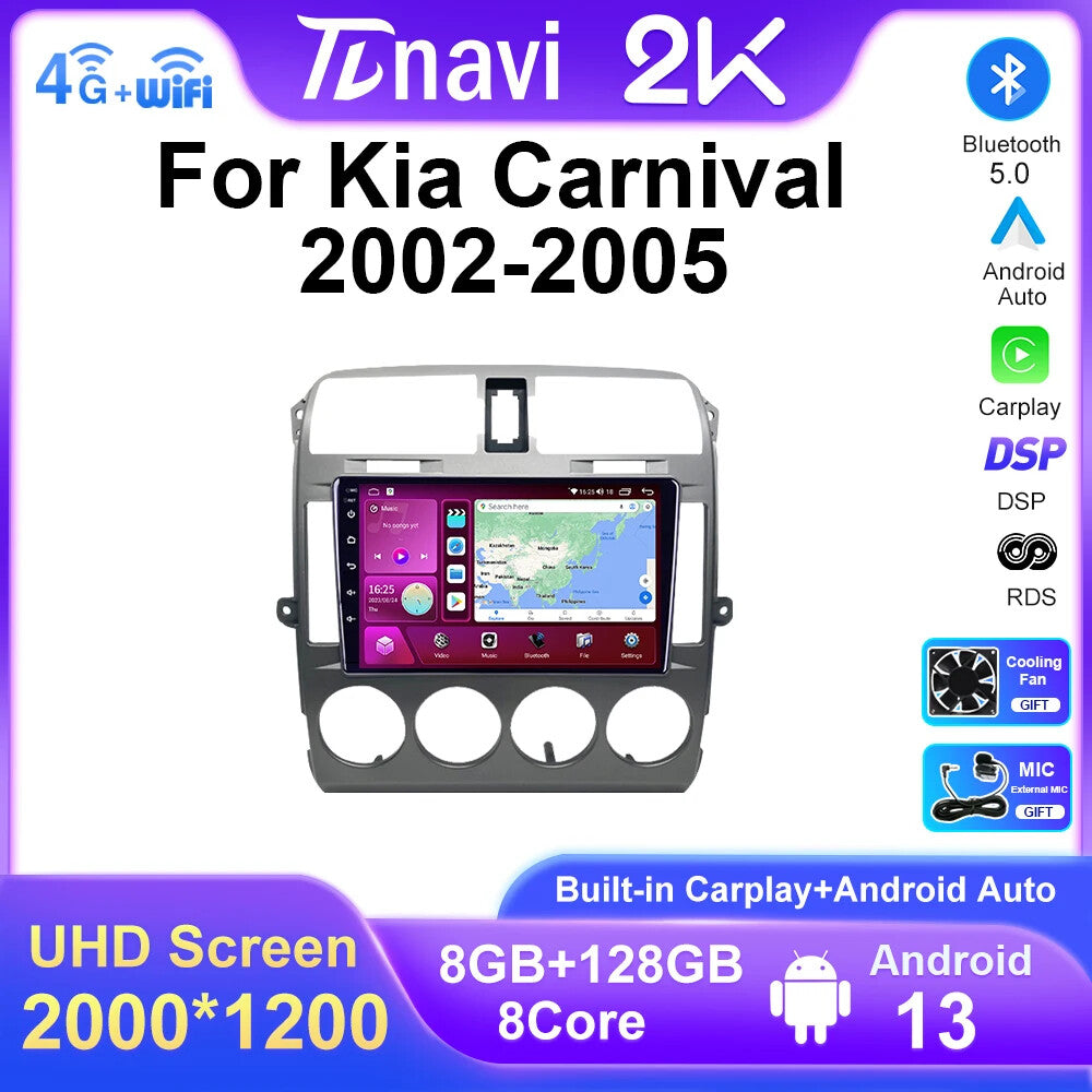 for KIA Carnival 2002-2005 Stereo Car Radio CarPlay Screen Multimedia GPS Player