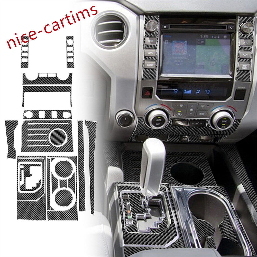 21Pcs Carbon Fiber Central Control Gear Shift Set Trim for Toyot@ Tundr@ 2014-21
