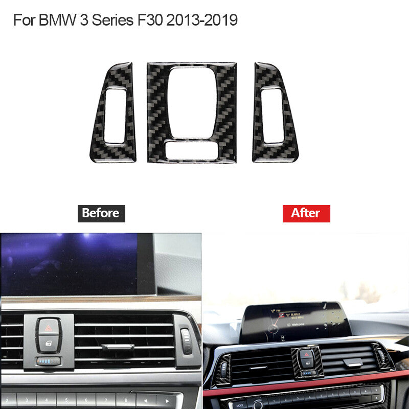 3x carbon fiber vent outlet trim for BMW 3 Series F30 2013-2019