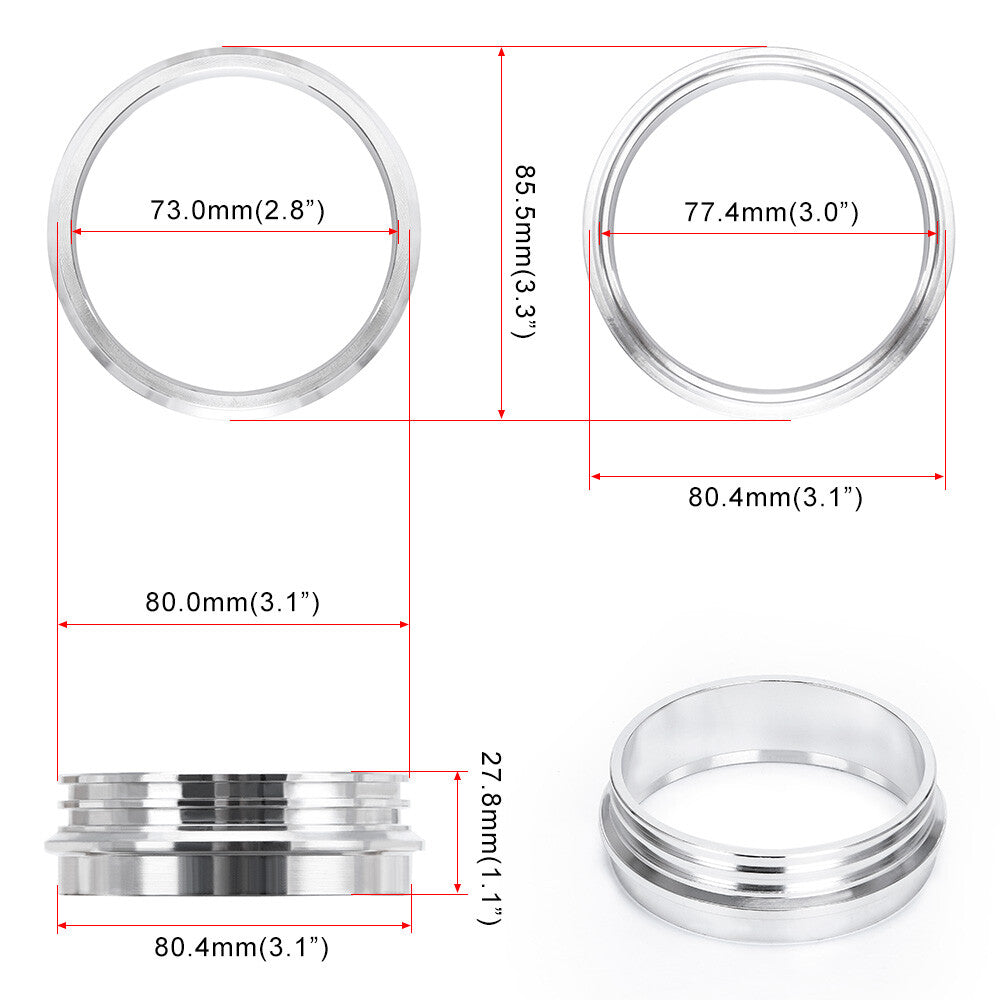 PQY 3inch 76mm Aluminum HD Clamp Intake V-band Clamp Flange Intercooler Pipes