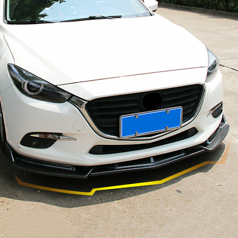 3x for Mazda 3 Axela 2014-18 Carbon Fiber ABS Front Bumper Lip Chin Spoiler Set