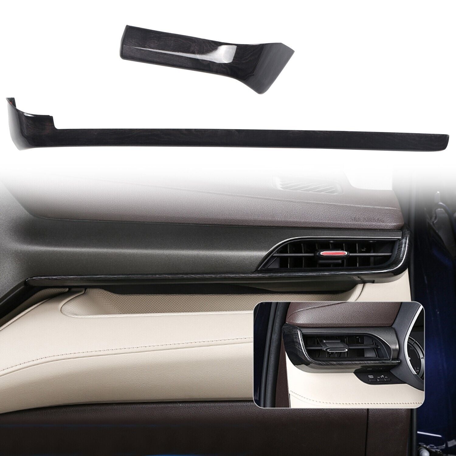 Accessories Wood Grain Interior Kit Cover Trim for Toyota Highlander 2020-2023