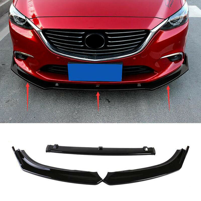 for Mazda 6 Atenza 2014-2018 Gloss Black Front Bumper Lip Spoiler Bodykit Refit