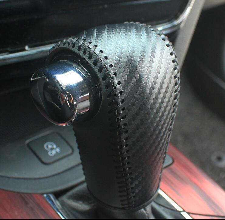 for Honda HR-V 16-21Carbon Fiber Leather Gear Shift Knob Shifter Lever Trim