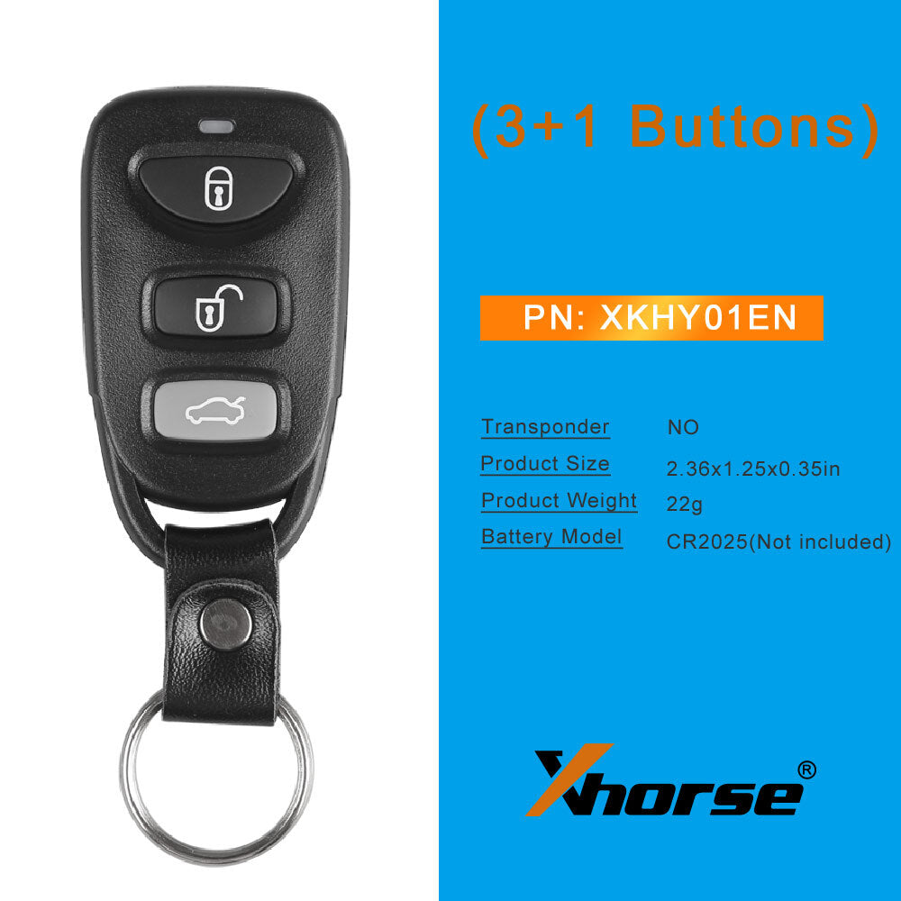 5Pcs¡Á Universal Wire Remote Key for Hyundai Style 3+1 Buttons XKHY01EN