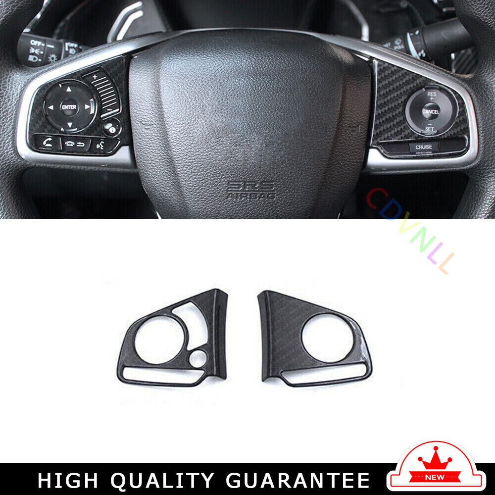 Steering Wheel Button Frame Trim 2 for Honda for Civic 10th 2016-2021 Carbon Fiber