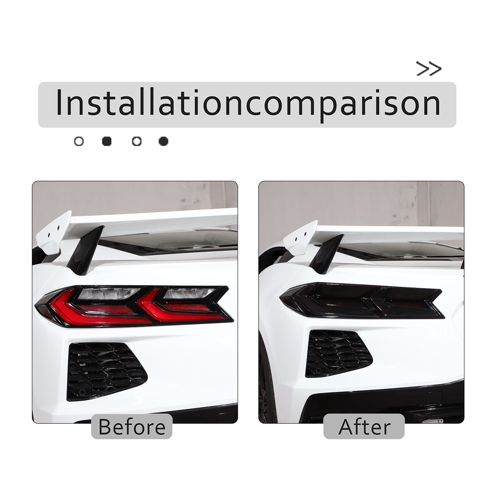 Smoked rear taillight trim with BlackOuts lens cap for C8 for Corvette 2020 - 2023