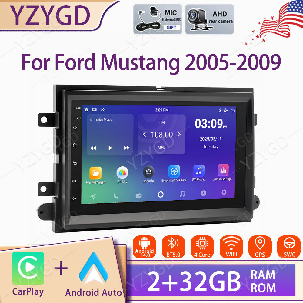 Carplay for Ford for Mustang 2005-2009 7 Android 14 Car Stereo Radio GPS Navi WIFI