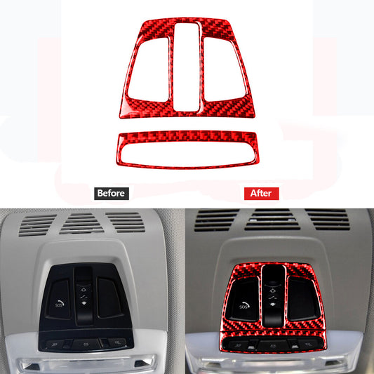 Red carbon fiber reading light panel trim for BMW F20 F30 F34 F32 X5 2012-2017