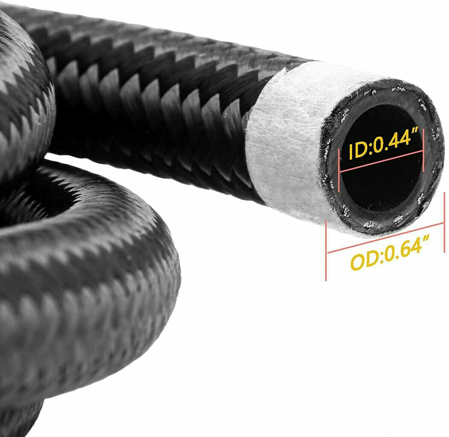 20-foot 8-amp black nylon and stainless steel braided fuel hose fuel line