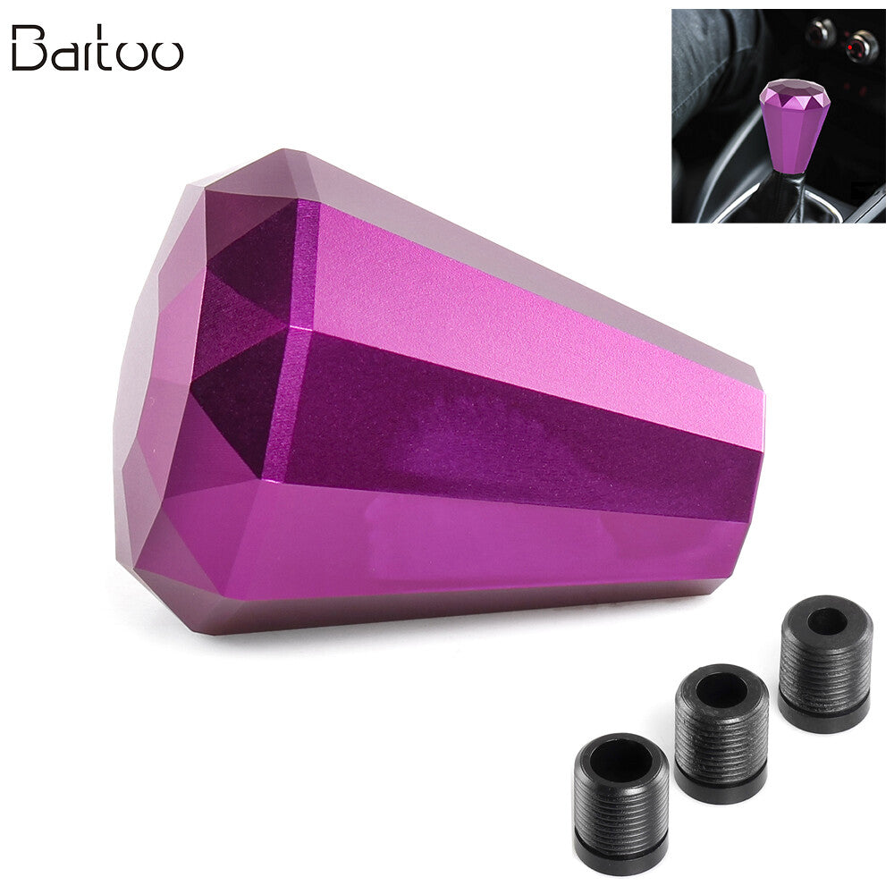 Purple Aluminium Diamond Gear Shift Knob Manual Shifter with Head Adapter