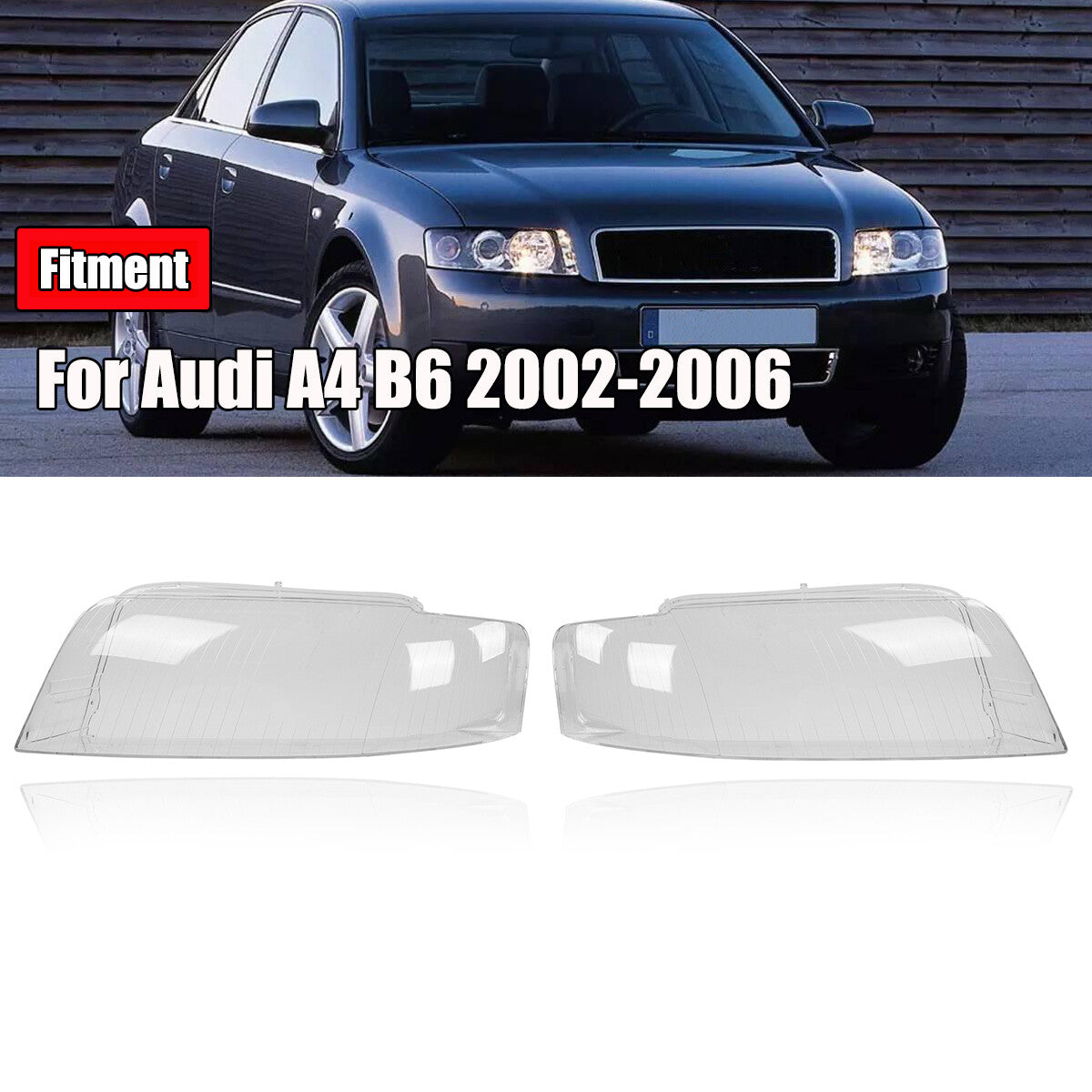 Headlight lens cover for Audi A3 2013 - 16, transparent left and right