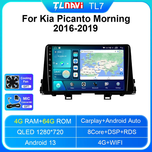 for Kia Picanto Morning 2016-2019 CarPlay Car Radio GPS Multimedia Video Player