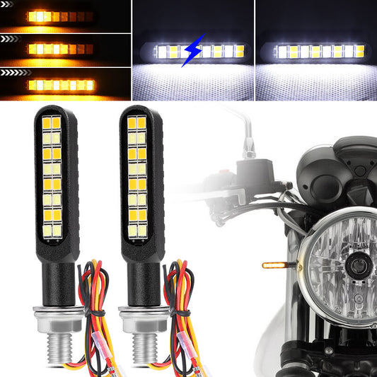 2X Amber White Motorcycle Front LED Turn Signals Flowing Blinker Light Running