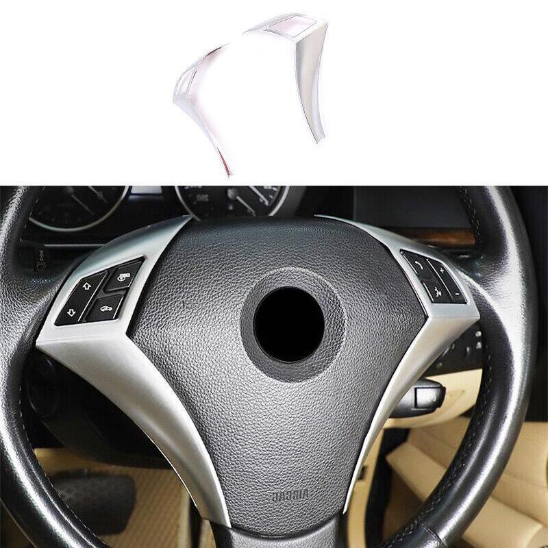 Fit for BMW 5 Series 2004-2010 Matte Silver Steering Wheel Button Cover Trim 2X