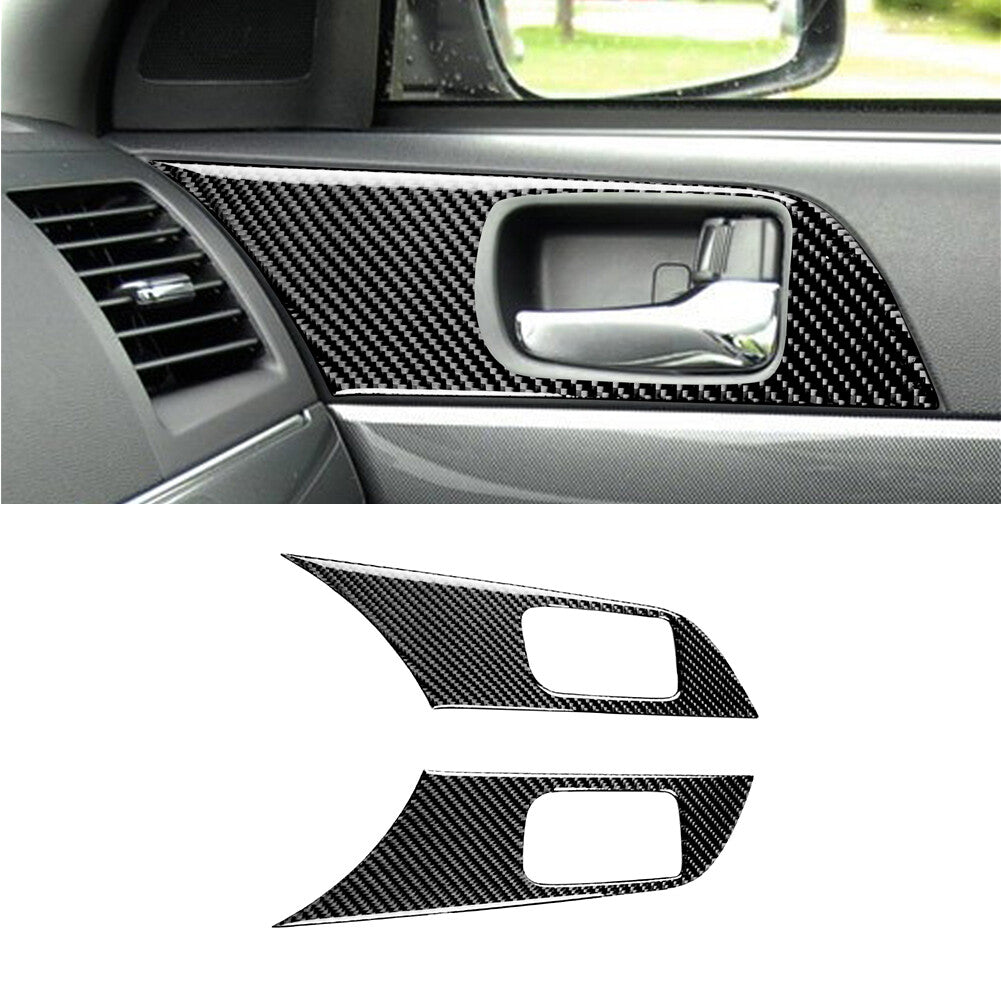 2PCS Carbon Fiber Interior Door Handle Cover Fit for Mitsubishi Lancer 2008-15