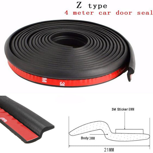 Car Black Z-Shape 4M Vehicles Window Rubber Sealing Weather Strip Sticker Pad