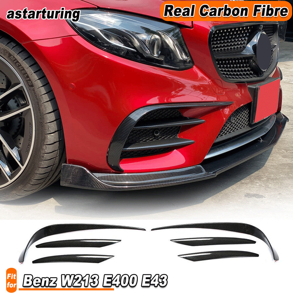 6PCS REAL CARBON Front Bumper Splitter Canard Fins for Benz W213 E400 E43 17-19