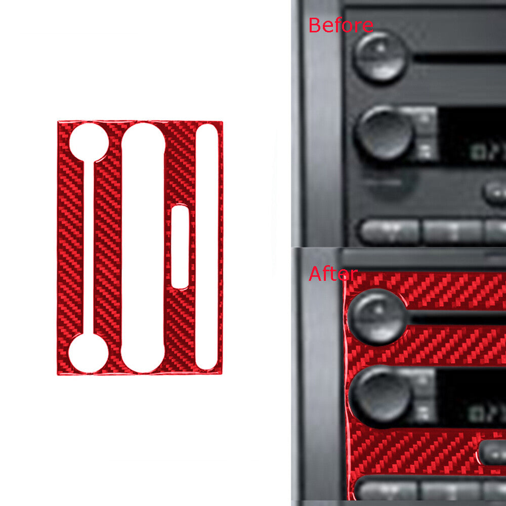 Red Carbon Fiber Center Control Panel Trim Cover Type B for Ford F150 2004-2008