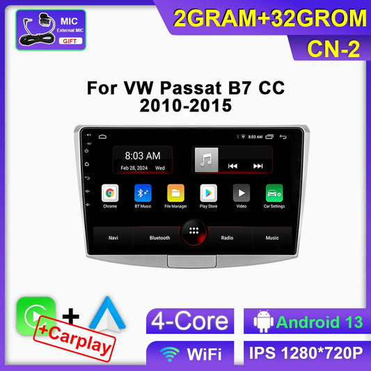 for VW for Passat B7 CC 2010-2015 Carplay Android Auto Car Radio Stereo Video Player