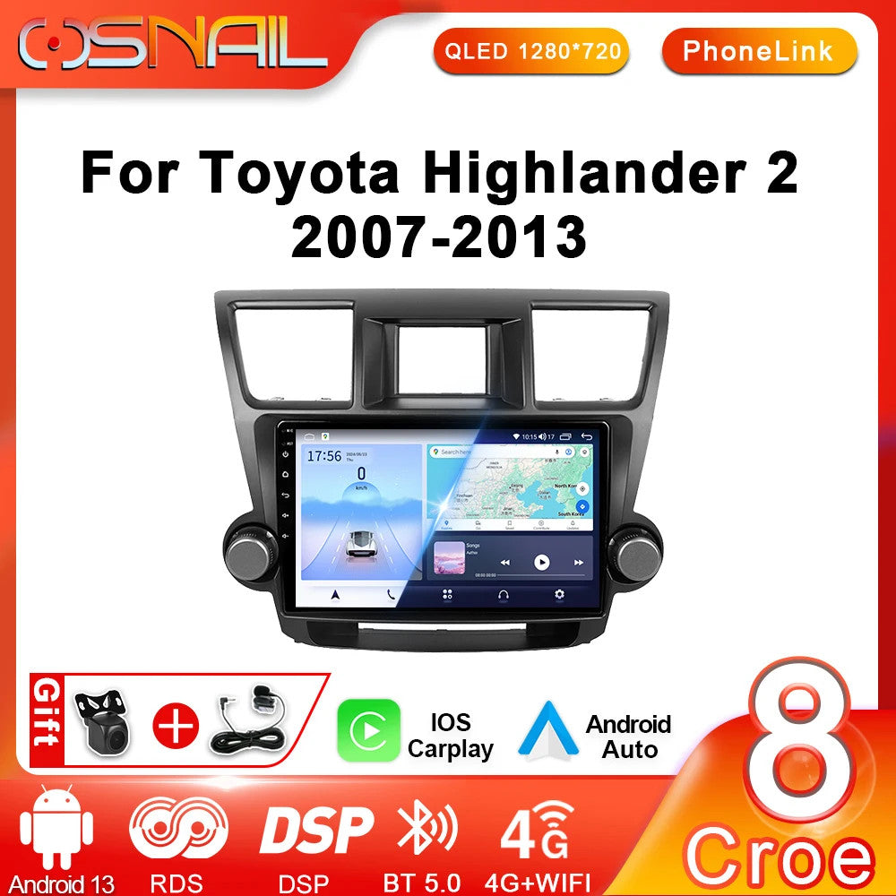for Toyota Highlander 2 XU40 Android CarPlay Car Radio Multimedia Player Screen