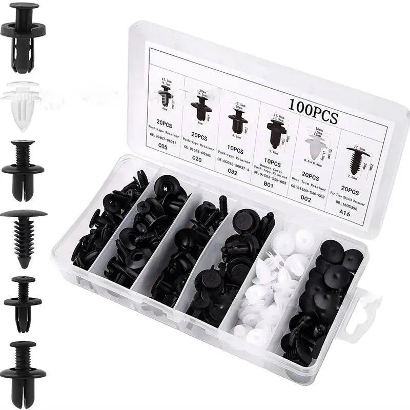 Car Bumper Retainer Clip Plastic Rivets Fasteners Push Retaine Crowbar Tool Kit