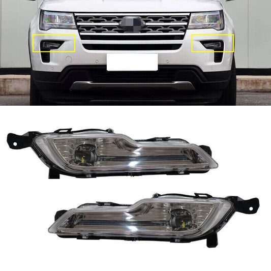 Pair LED Fog Lights Driving Bumper Lamps Fit for Ford Explorer 2018-2019 2PCS