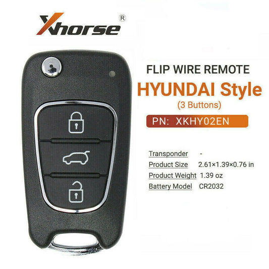 XKHY02EN Universal Wire Flip Remote Key 3 Buttons for Hyundai VVDI Key HK