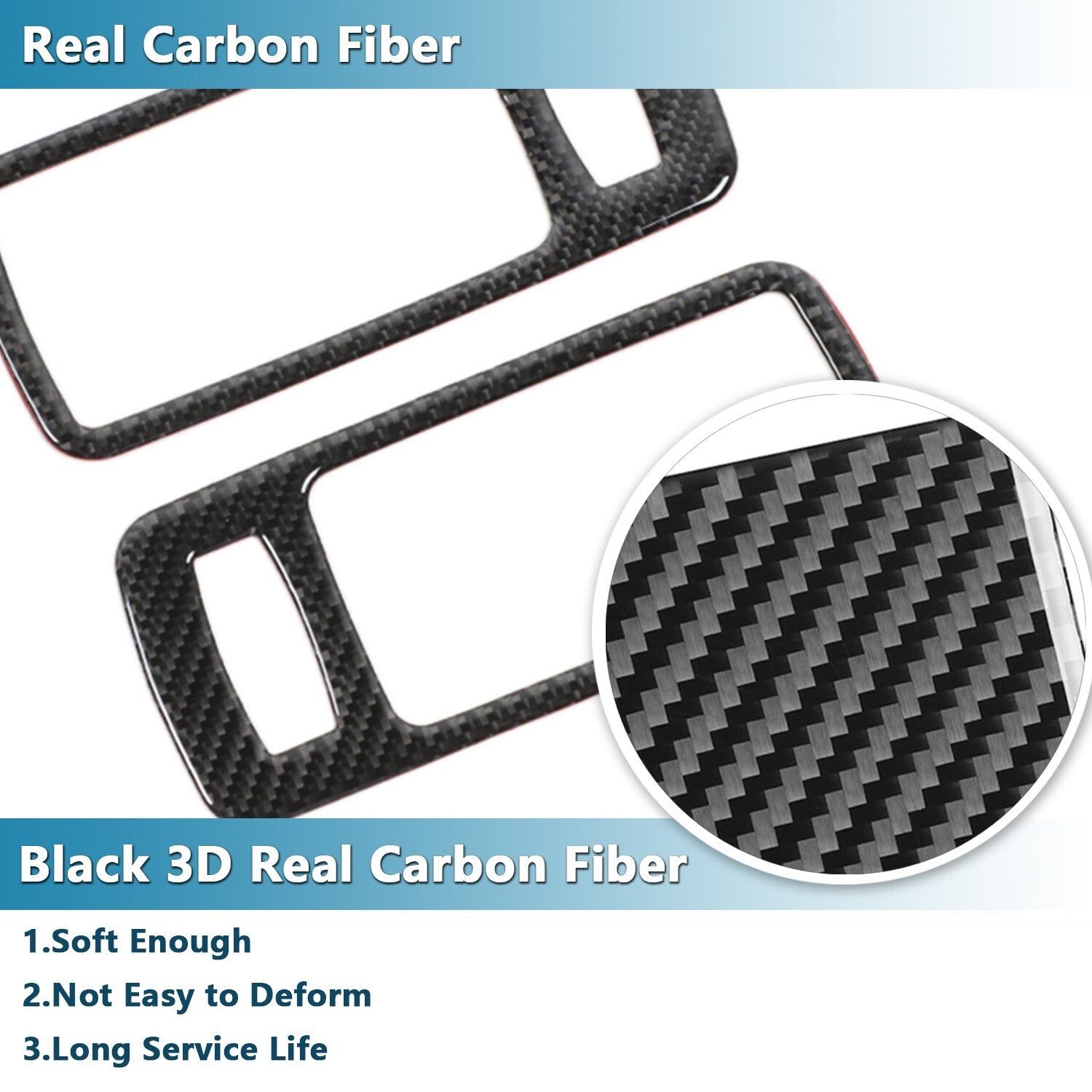 2PCS Carbon Fiber Inner Door Handle Cover Panel Trim for Ford for Mustang 2009-2013