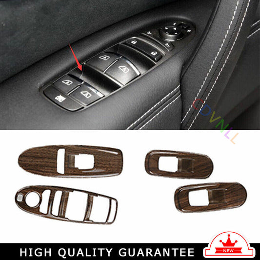 Glass Window Lifting Lock Panel Trim for Nissan Armada Y62 2017-2020 Wood Grain