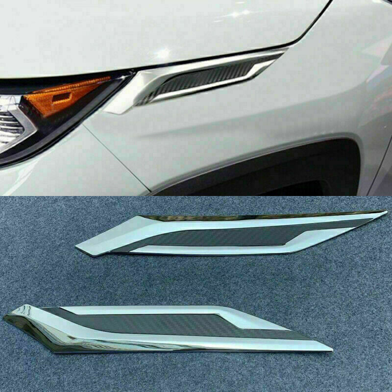 for Toyota RAV4 2019-2023 Carbon Fiber Chrome Front HeadLight Eyebrow Cover Trim